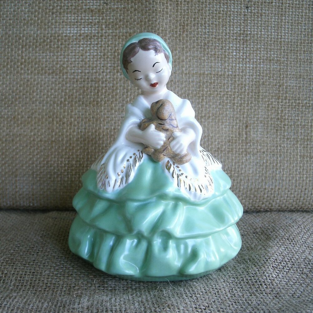 Vintage Southern Belle with Puppy Ceramic Figurine